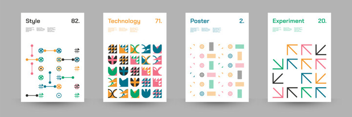 Geometric Abstract Cover Poster Set. Abstract Shape Background for Magazine Brochure Flyer and Page Layout. Vector Illustration