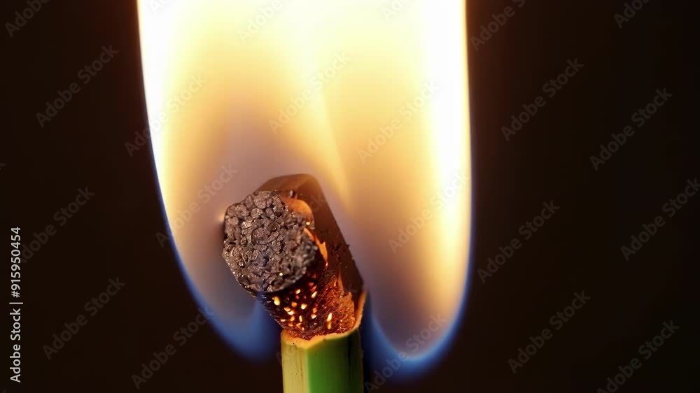 Poster The camera zooms in on the head of a match as it bursts into an orange glow the energy and heat from within evident in its flickering movements.