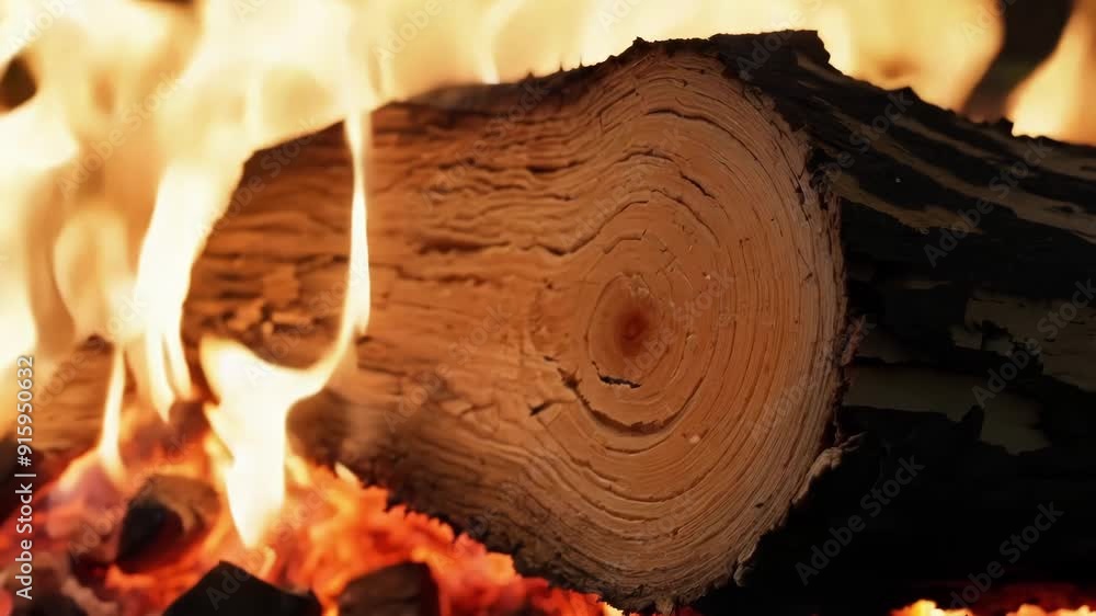Aufkleber a closeup view of a log collapsing into itself as it burns its shape distorting and transforming int