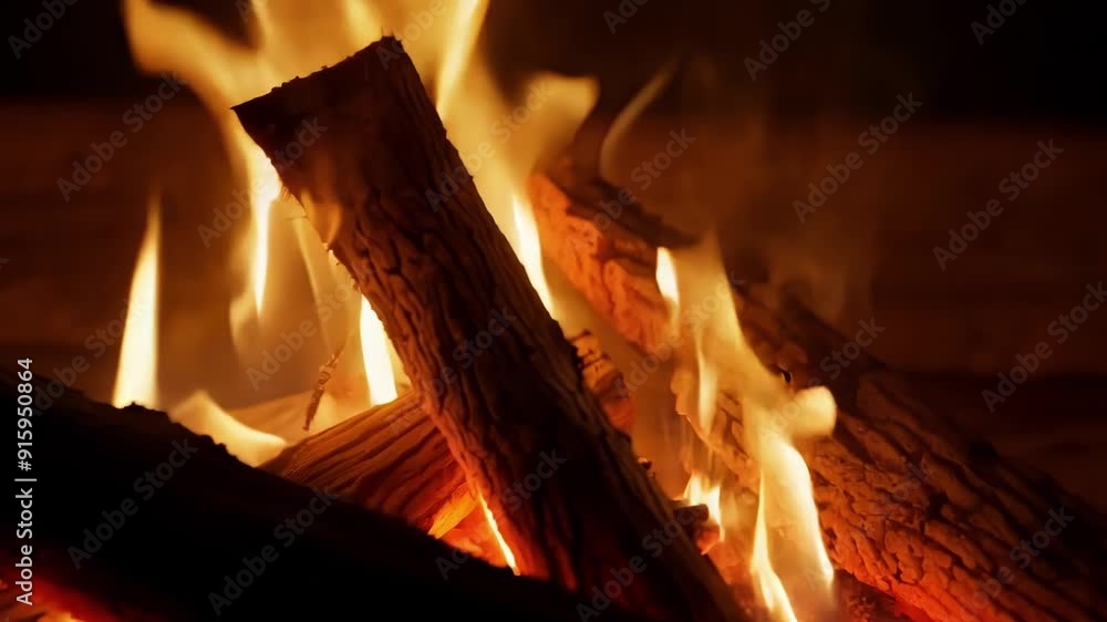 Poster Zooming in on the flickering flames one can see the intricate patterns and everchanging shapes as the fire consumes the logs.