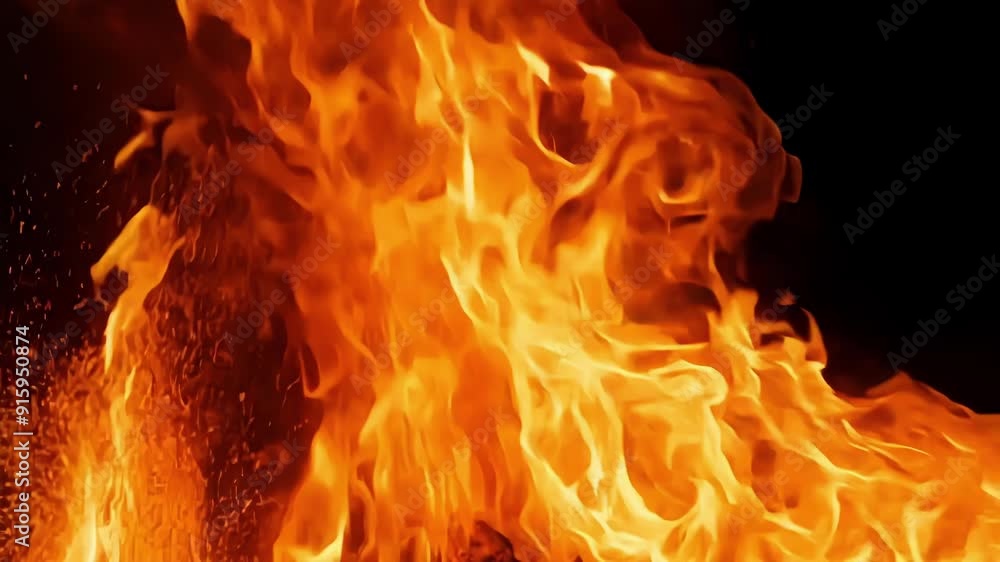 Poster as the flames reach their peak bursts of bright orange and red burst forth creating a stunning displ