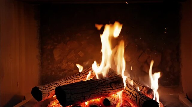 The orange and yellow flames licked hungrily at the crackling logs creating a beautiful contrast against the blackened fireplace walls.