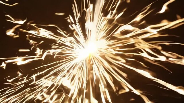 A single sparkler spark forming a delicate and intricate pattern reminiscent of a firework display.
