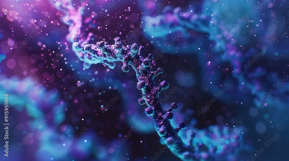 Poster cellular structure displays intricate nuclei and dna strands illuminated by dynamic light, showcasin