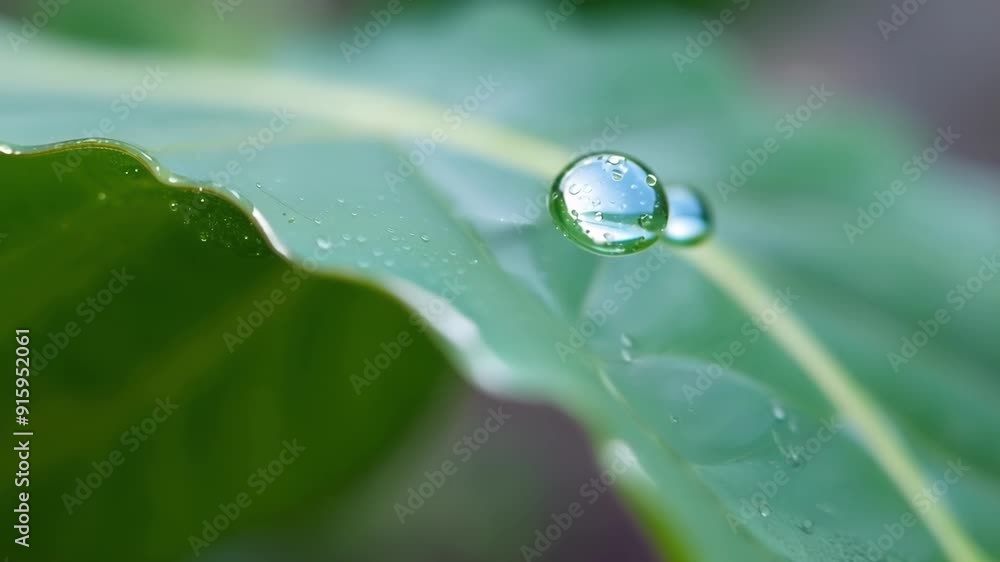 Poster A zoomedin shot of a single water bead on a leaf capturing the intricate patterns and ripples created by the droplets impact.