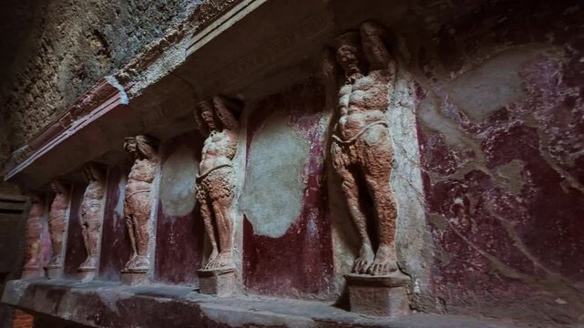 The Tepidarium of the Forum Baths (Terme del Foro), Pompeii, Naples, Campania, Italy, an ancient Roman city buried by Vesuvius in 79 AD