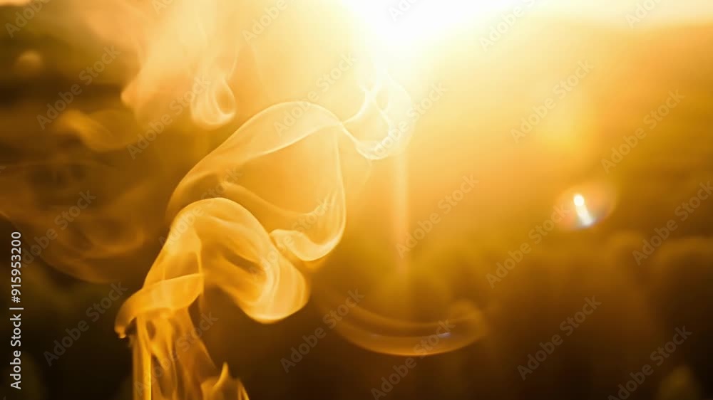 Poster The suns rays catch the wisps of smoke highlighting their delicate and translucent qualities.