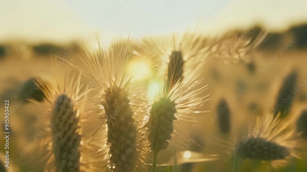 Leinwandbilder the sun shines down on a field of grass seed heads each one a tiny masterpiece of nature. the light 