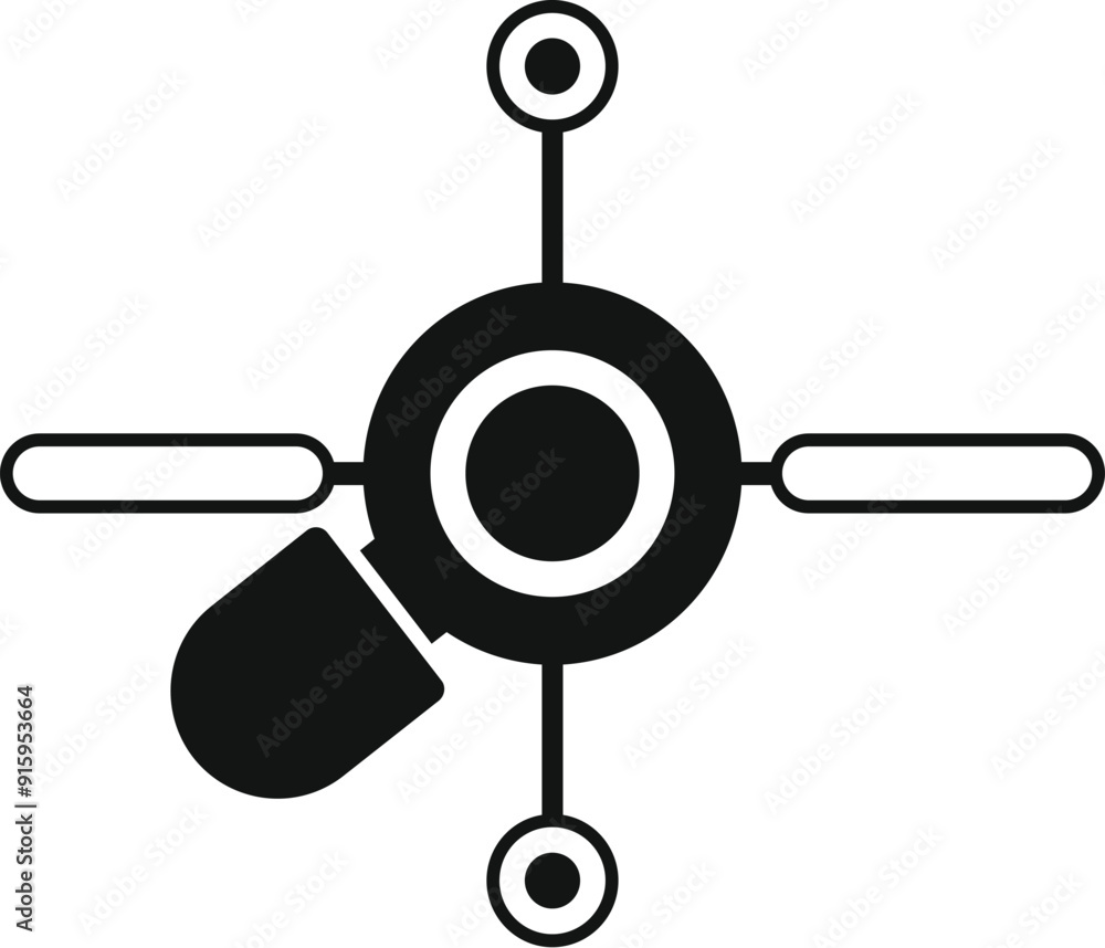 Poster black and white icon of data analysis with magnifying glass analyzing data points