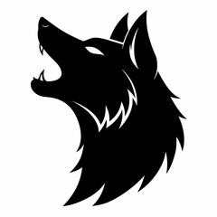 Wolf Head Howling Silhouette Vector, Wolf Head icon