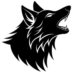 Wolf Head Howling Silhouette Vector, Wolf Head icon