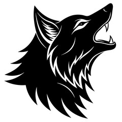 Wolf Head Howling Silhouette Vector, Wolf Head icon