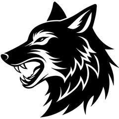 Wolf Head Howling Silhouette Vector, Wolf Head icon