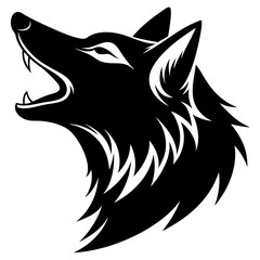 Wolf Head Howling Silhouette Vector, Wolf Head icon