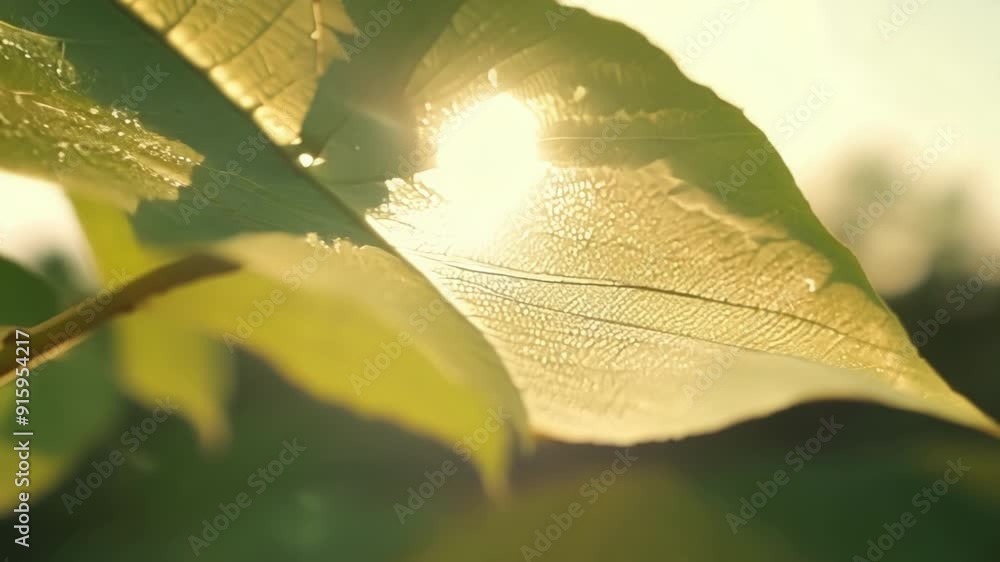Poster A delicate papery leaf with a finely accented texture showcasing the s and small openings that allow it to absorb sunlight.