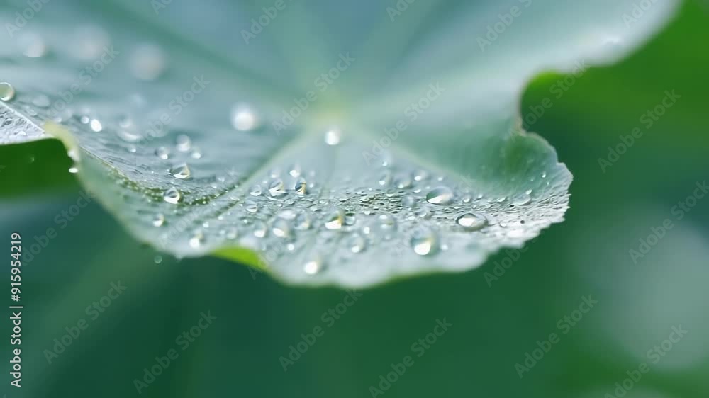 Poster the underside of a leaf glistening with droplets of water giving the surface a dreamy ethereal appea