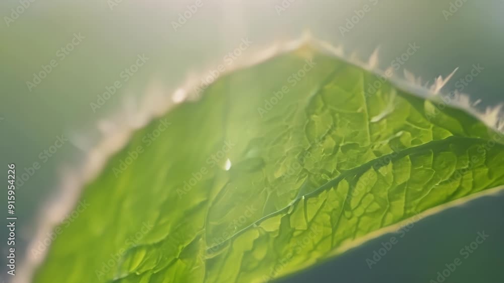 Poster A macro view of the underside of a young emerging leaf its soft and delicate surface promising new growth and life.