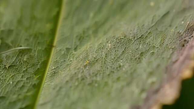 A detailed look at the texture and color variations on the underside of a leaf showcasing the unique characteristics of each individual leaf.