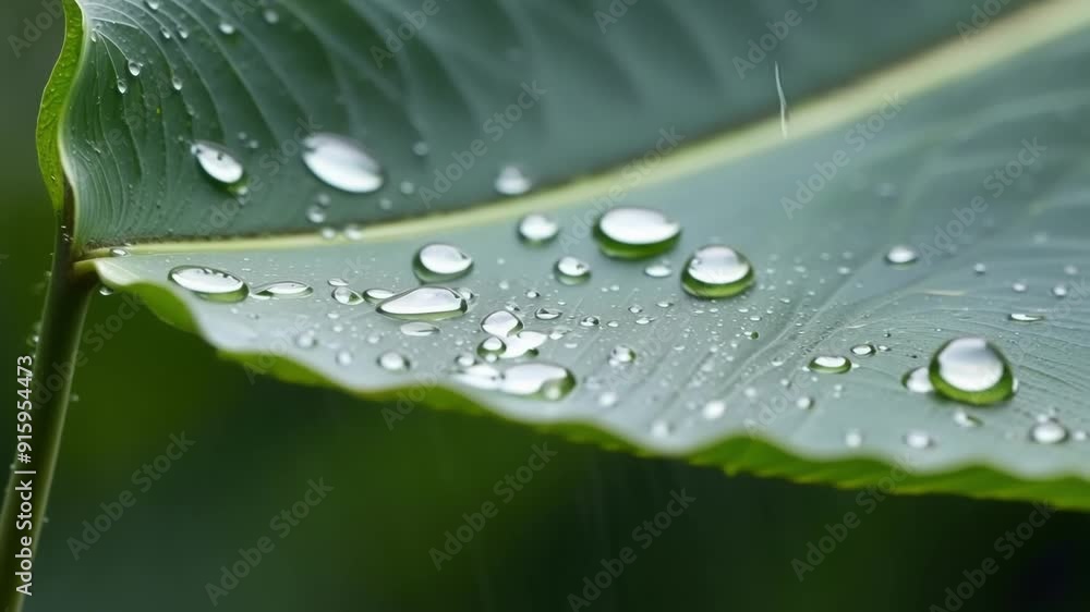 Poster During a rainstorm we get a closeup glimpse of the fascinating structure of a leafs edge as raindrops cling to every tiny crevice and crease.