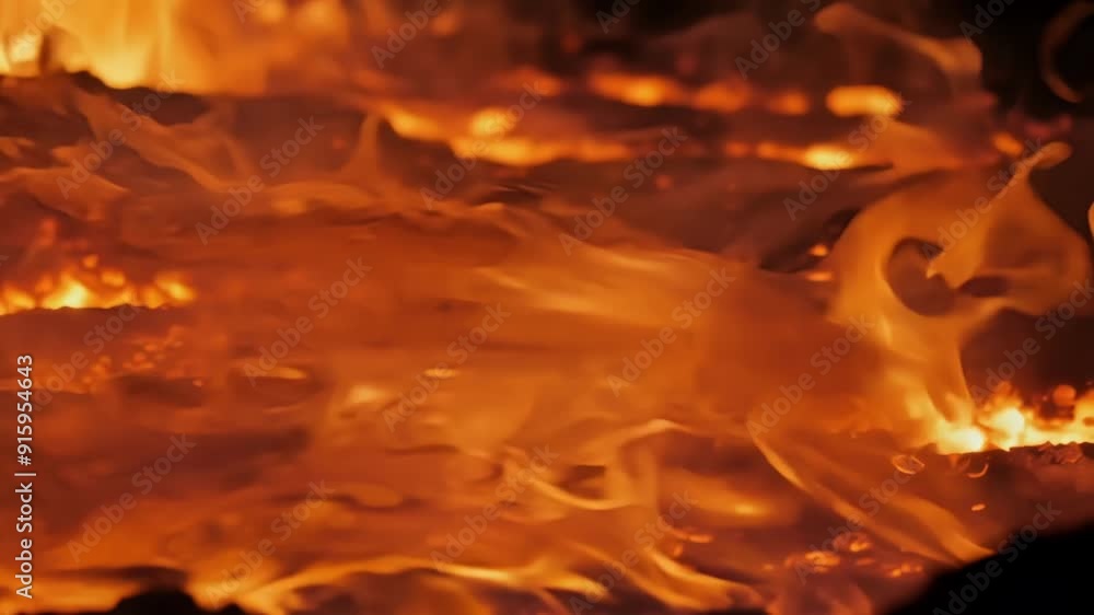 Leinwandbilder a zoomedin view of molten lava bubbling and popping creating a hypnotic and mesmerizing dance of fir
