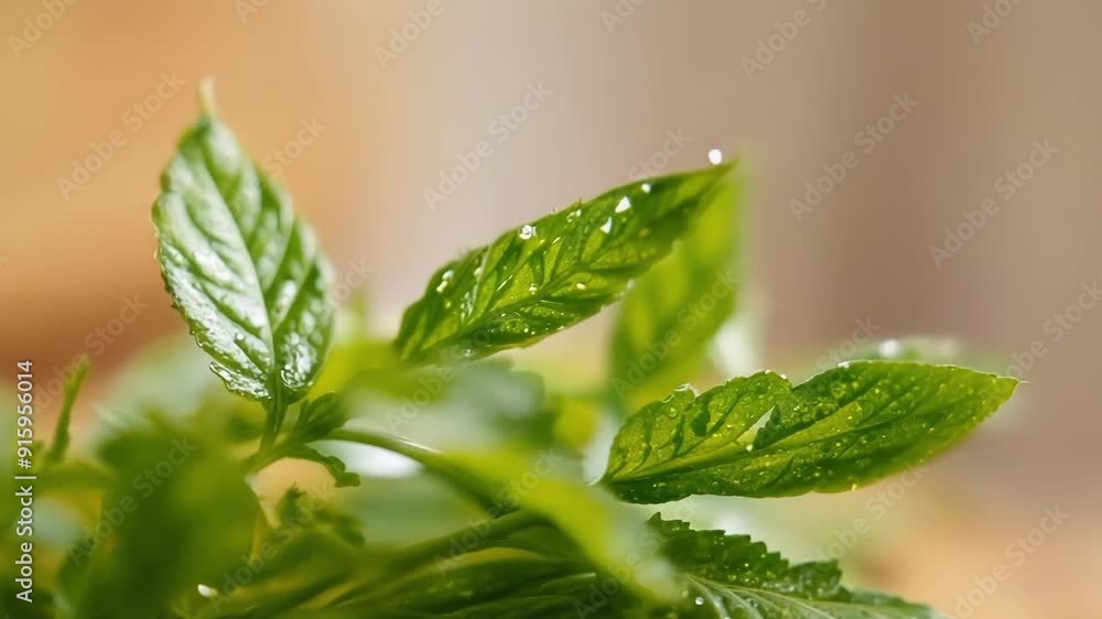 Leinwandbilder a closeup of a sprig of fresh thyme with its thin stems and small fragrant leaves adds a pop of colo