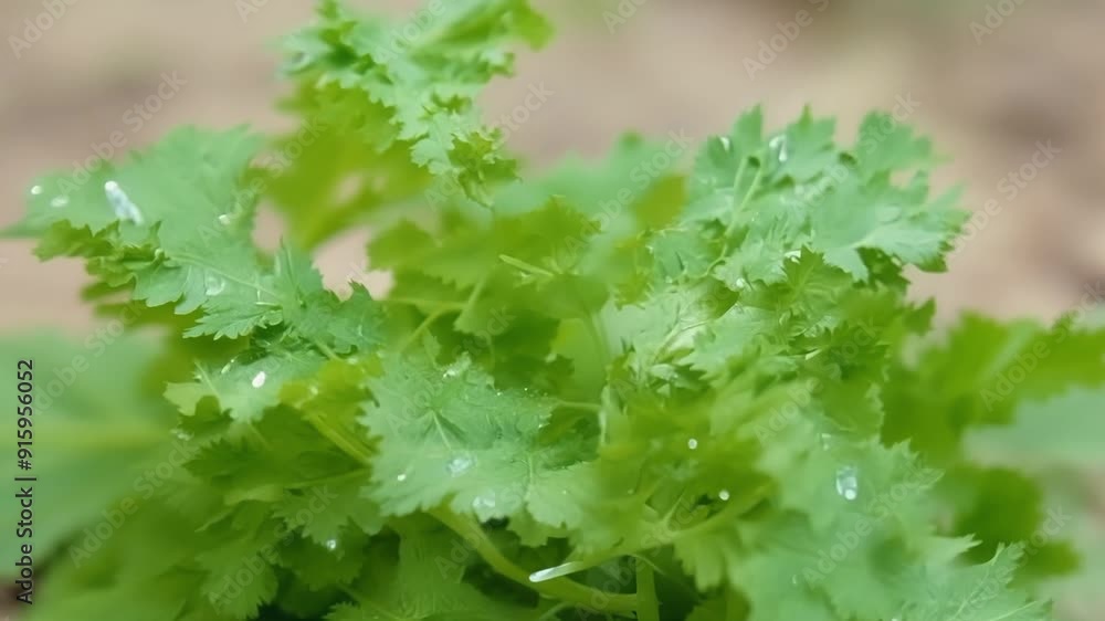 Poster the camera zooms in on a bundle of vibrant green parsley leaves capturing the beauty and simplicity 
