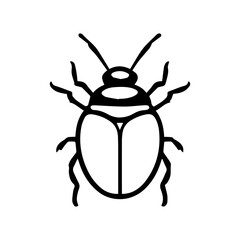 bug icon or modern line symbol. Vector line art and icon design with bold outline. Black and white Pixel Perfect minimalistic symbol isolated white background. Silhouette simple thin sign