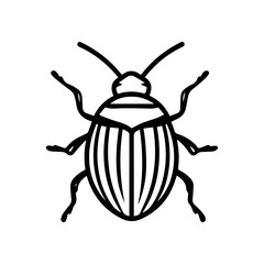 bug icon or modern line symbol. Vector line art and icon design with bold outline. Black and white Pixel Perfect minimalistic symbol isolated white background. Silhouette simple thin sign
