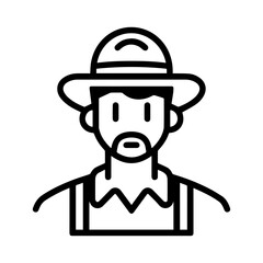 Farmer icon or modern line symbol. Vector line art and icon design with bold outline. Black and white Pixel Perfect minimalistic symbol isolated white background. Silhouette simple thin sign