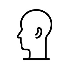 Head icon or modern line symbol. Vector line art and icon design with bold outline. Black and white Pixel Perfect minimalistic symbol isolated white background. Silhouette simple thin sign