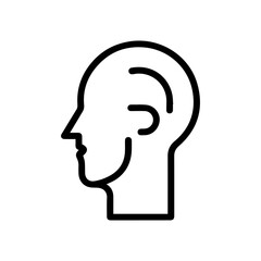 Head icon or modern line symbol. Vector line art and icon design with bold outline. Black and white Pixel Perfect minimalistic symbol isolated white background. Silhouette simple thin sign