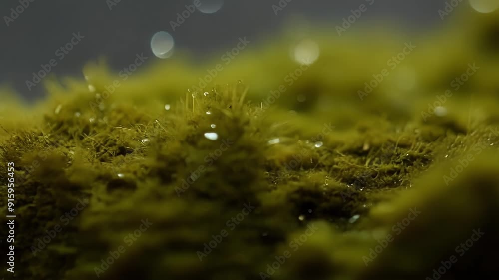 Poster a focused closeup shot captures the rich earthy tones of the moss with its soft velvety texture invi