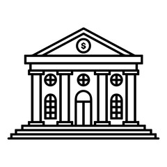 Bank Building icon or modern line symbol. Vector line art and icon design with bold outline. Black and white Pixel Perfect minimalistic symbol isolated white background. Silhouette simple thin sign