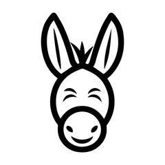 donkey icon or modern line symbol. Vector line art and icon design with bold outline. Black and white Pixel Perfect minimalistic symbol isolated white background. Silhouette simple thin sign