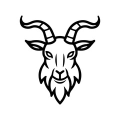 goat icon or modern line symbol. Vector line art and icon design with bold outline. Black and white Pixel Perfect minimalistic symbol isolated white background. Silhouette simple thin sign