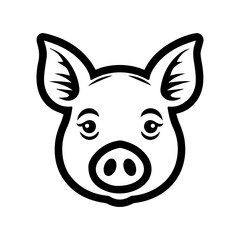 pig icon or modern line symbol. Vector line art and icon design with bold outline. Black and white Pixel Perfect minimalistic symbol isolated white background. Silhouette simple thin sign