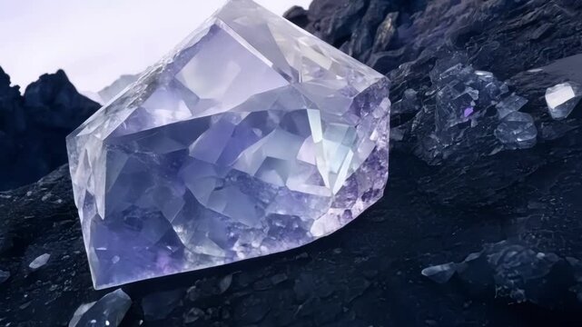 A zoomedin view of a rocky terrain with crystals of various sizes peeking through the rough surface like sparkling jewels.