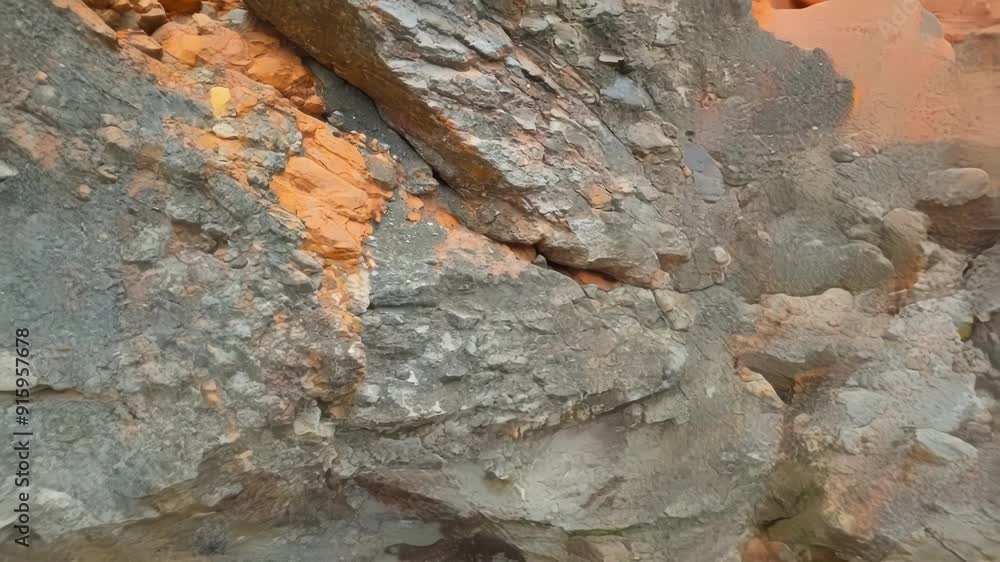 Poster a closeup reveals the diverse colors and shades of weathered rocks from muted grays and browns to hi
