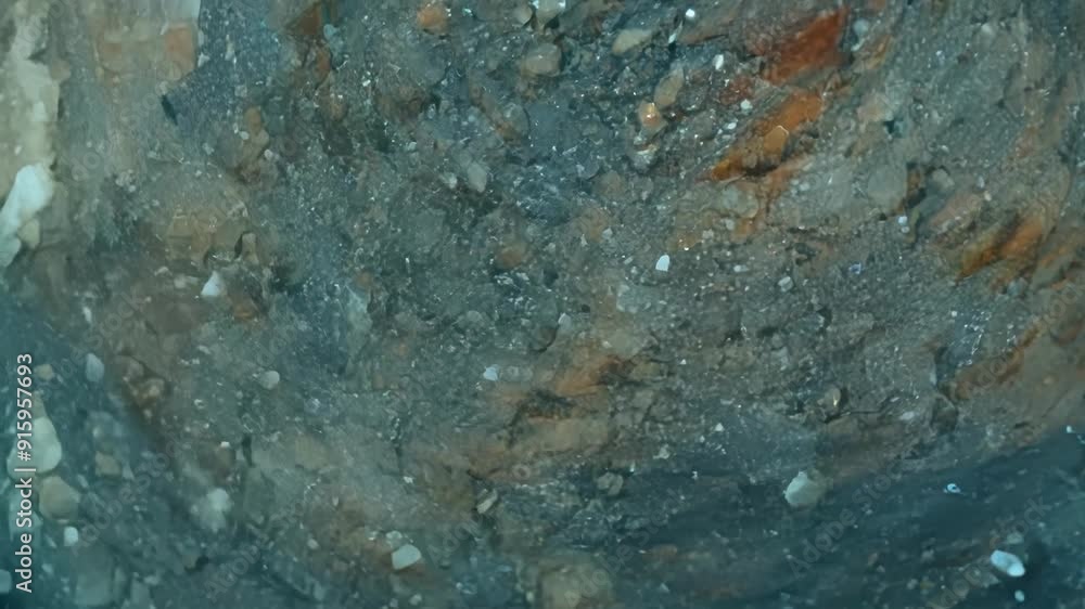 Poster extreme closeup of a weathered rock with the camera lens capturing the tiniest details such as the i