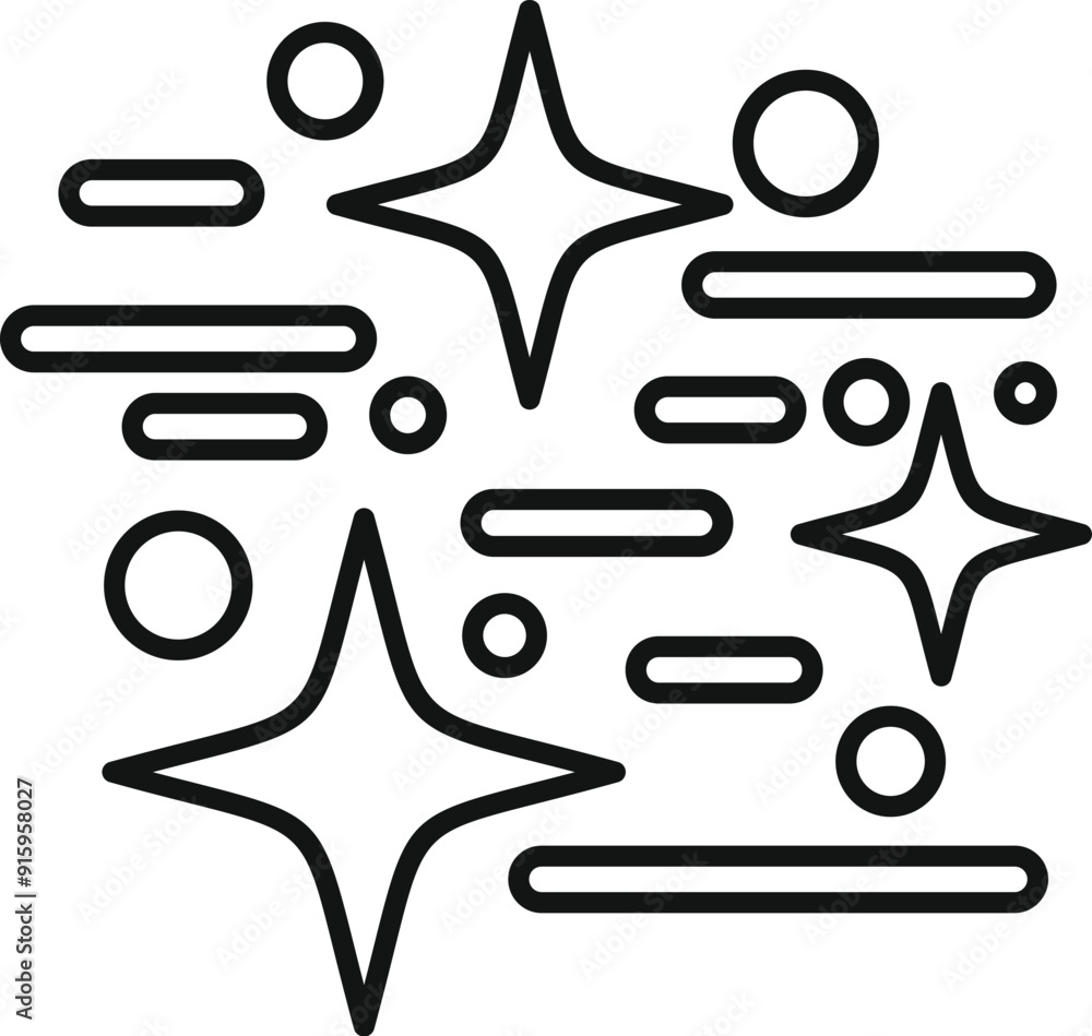 Aufkleber simple icon of sparkling clean effect with stars and lines