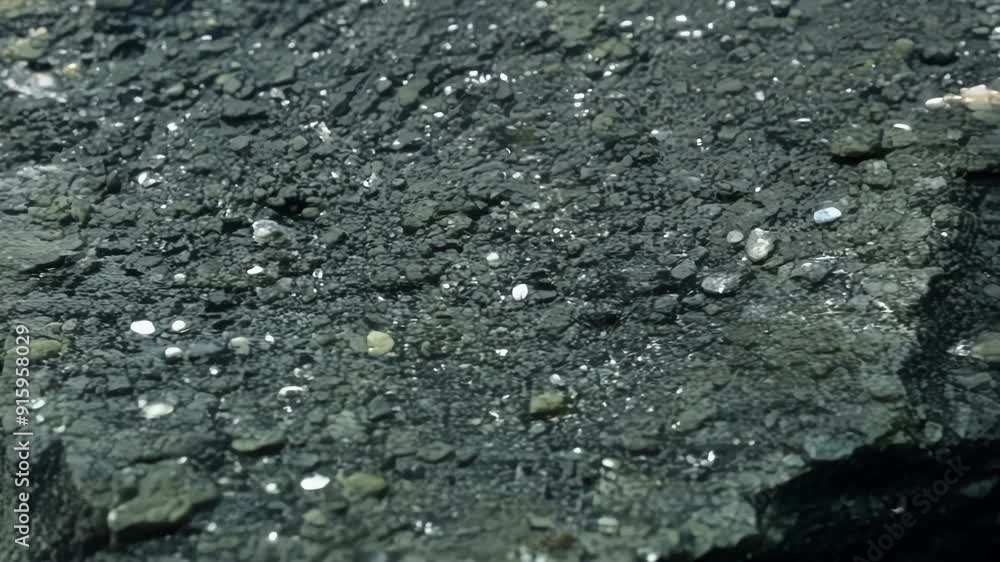 Poster A tight shot of a volcanic rocks surface captures its fascinating mixture of textures rough and jagged in some areas while smooth and almost glasslike in others. The various shades