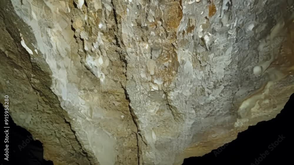 Poster a closeup shot of a broken stalactite revealing its layers of mineral deposits each representing a d