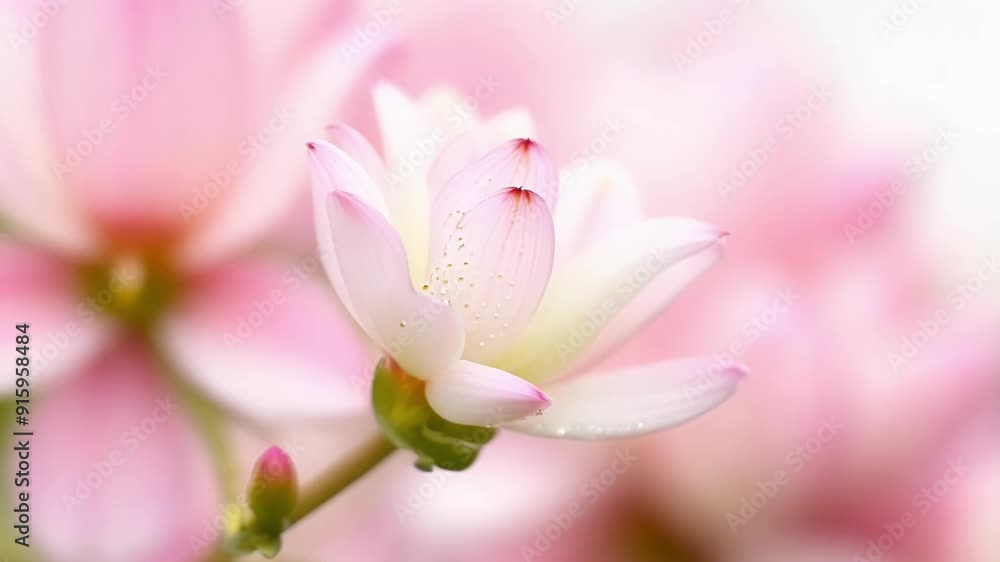 Poster a closeup of a delicate white cherry blossom bud showcases its intricate layers and hints at the exp