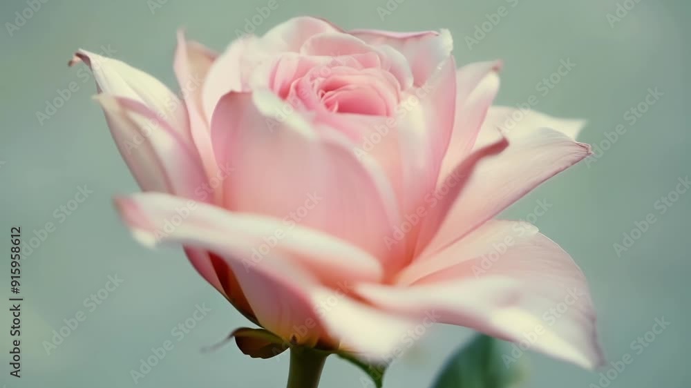 Poster the dainty pale pink petals of a peony each one overlapping and creating a stunning display.