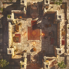 Medieval Battle Map for RPG, Dungeons and Dragons Map, DnD Tabletop Role-Playing Adventure Game Background, Top-Down View