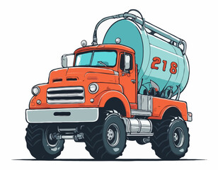 Cartoon happy cistern truck like monster truck isolated on white background © VectorVibe
