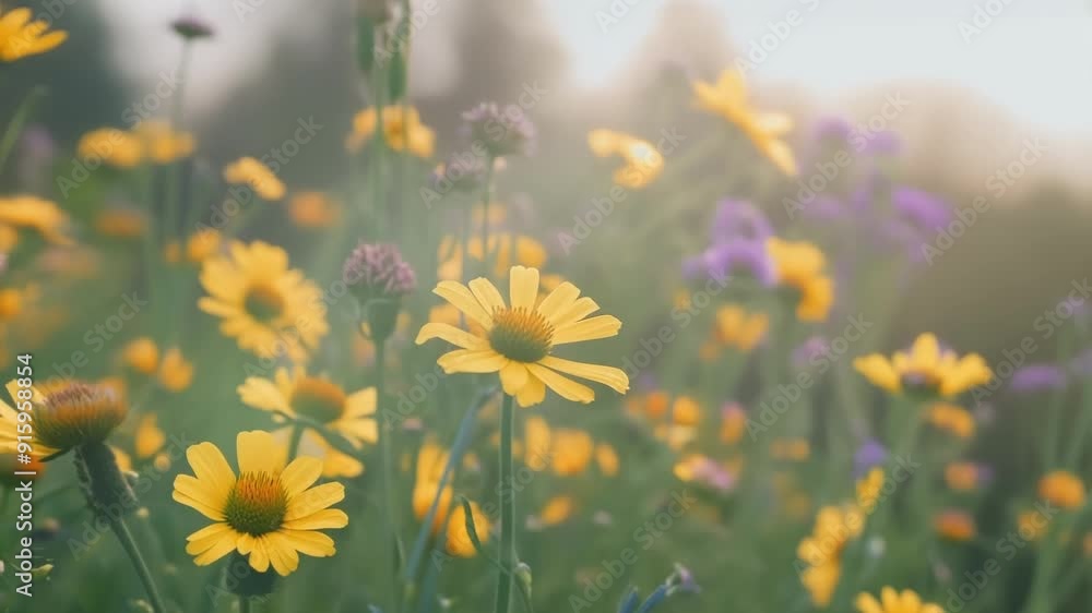 Poster a closeup of a wildflower field displaying a variety of colors shapes and sizes reminding us of the 