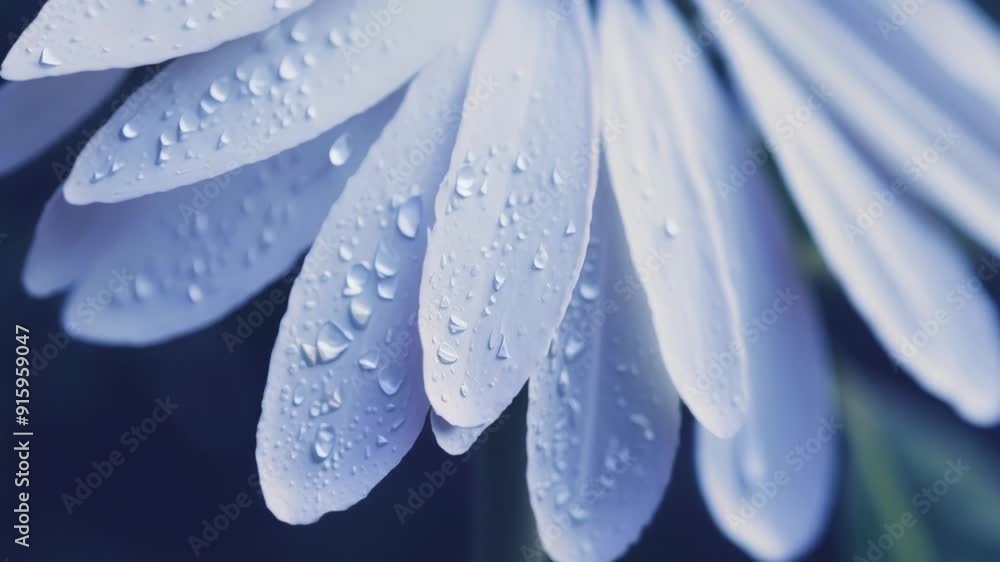 Aufkleber The camera captures a symmetrical shot of a daisy each petal adorned with a perfect dewdrop highlighting the delicate nature of the flower.