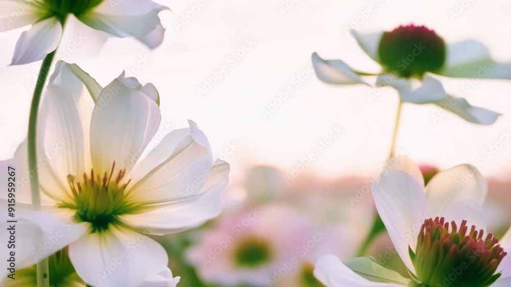 Poster With their vivid hues and delicate shapes the blooming flowers seem almost too perfect and beautiful to be real like soing out of a dream.