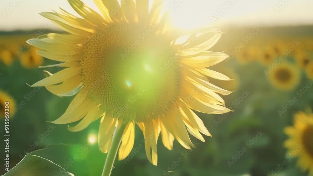 Poster The delicate hairs lining the stem of a sunflower acting as intricate support for its towering head.
